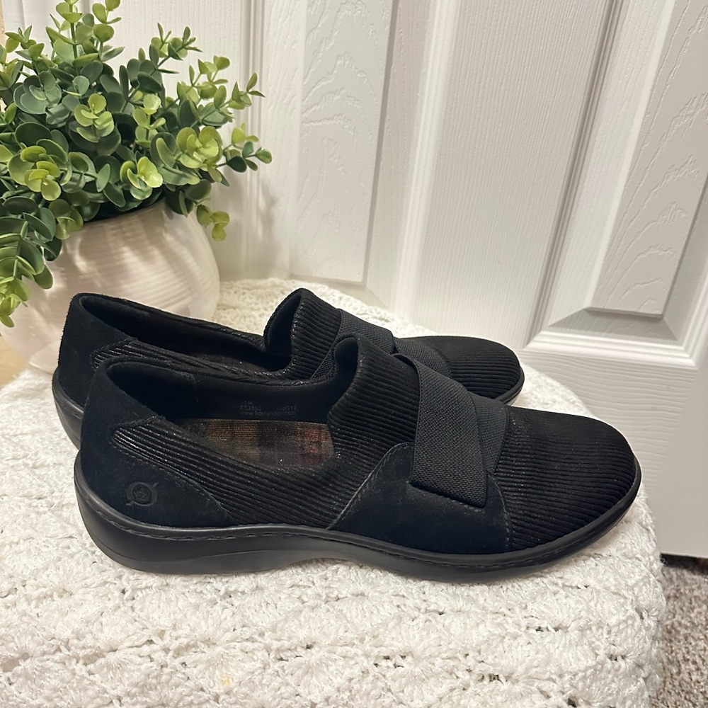 Born Fabric & Leather Black Slip-On Shoes Women Size 11 M - Picture 2 of 8